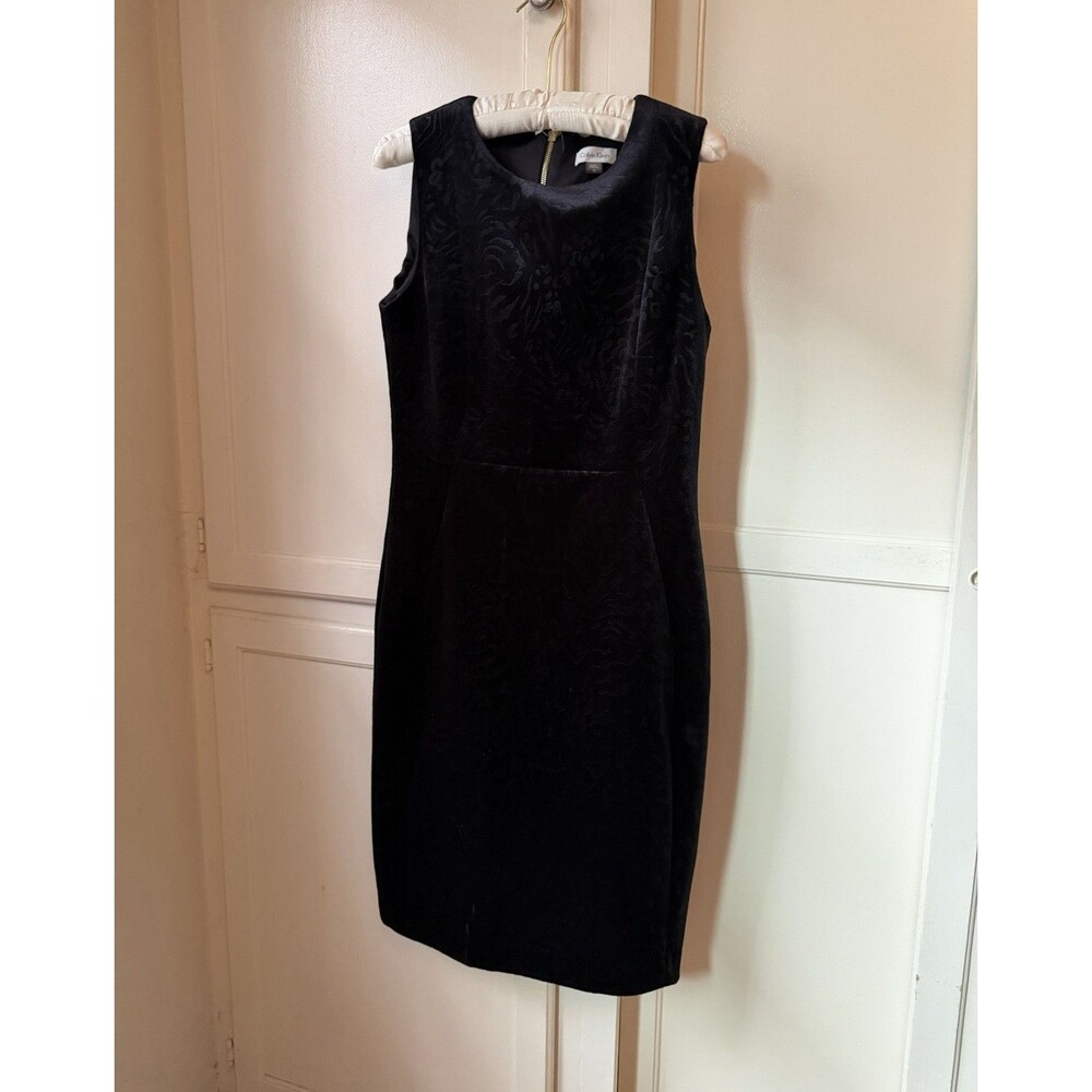 Calvin Klein Black Burnout Velvet Floral Sheath Dress - Size 10